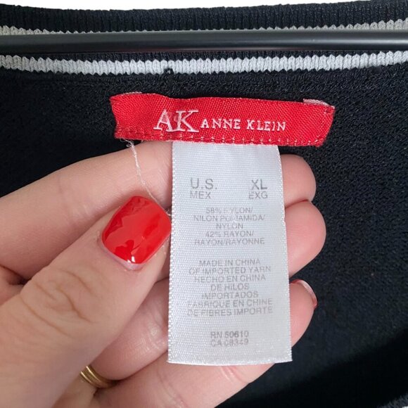 Vintage Anne Klein Cardigan Set Black White Sweater Tank XL - Picture 8 of 8